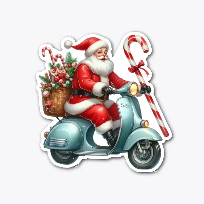 Santa on a bicycle brings you Christmas