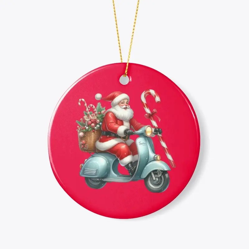 Santa on a bicycle brings you Christmas