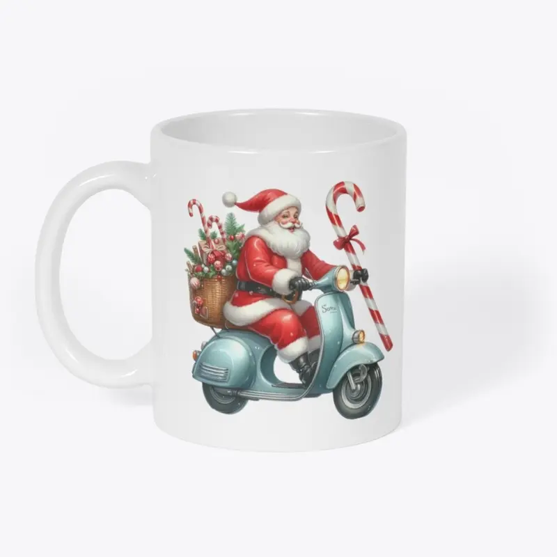 Santa on a bicycle brings you Christmas